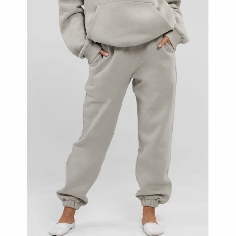 Comfrt Sweatpants Women’s S Gray Green Oversized Heavyweight Fleece Joggers